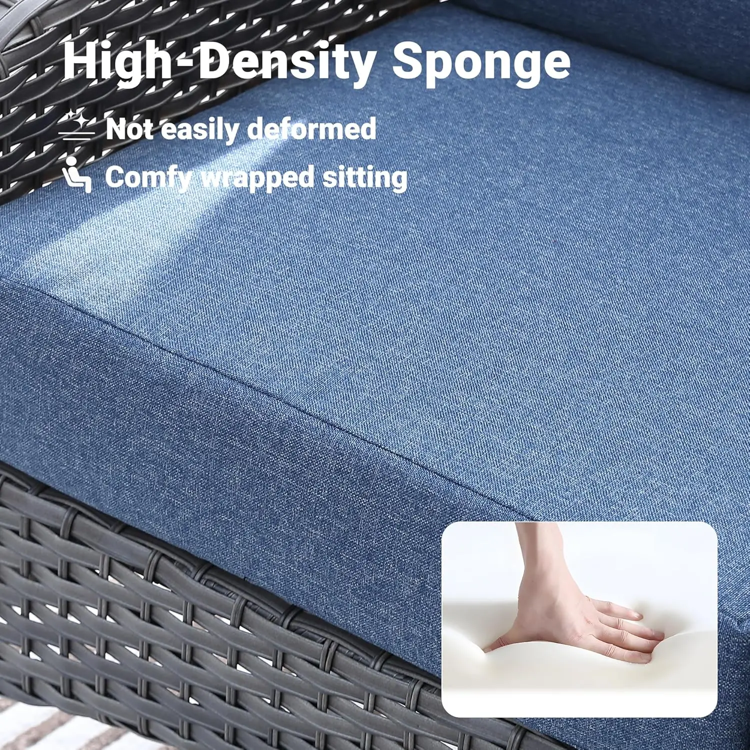 5-Piece- Patio Furniture Set with 30" Fire Pit Table- 4 All-Weather High Back Rattan Chairs (multiple color choices) - Image 5