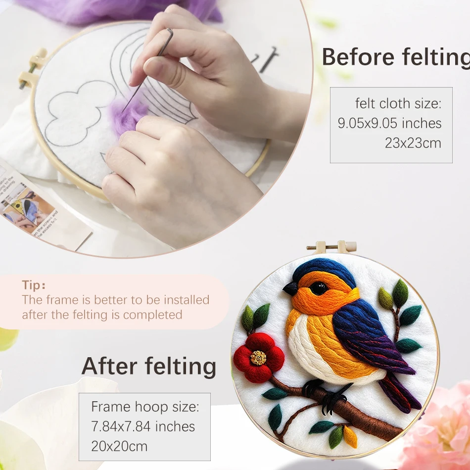 Needle Felting Kit- Wool Felting Painting Kit- Great for Beginners- 20x20cm Frame - Image 3