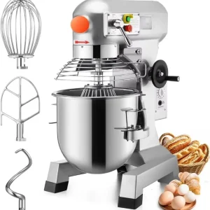 15-Qt Commercial Food Mixer with Timing Function- Stainless Steel Bowl- Heavy-Duty Electric Food Mixer