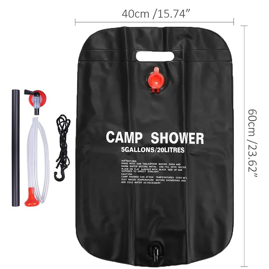 20/40 L Camping Solar Shower Bag- Solar Heated Water - Image 5