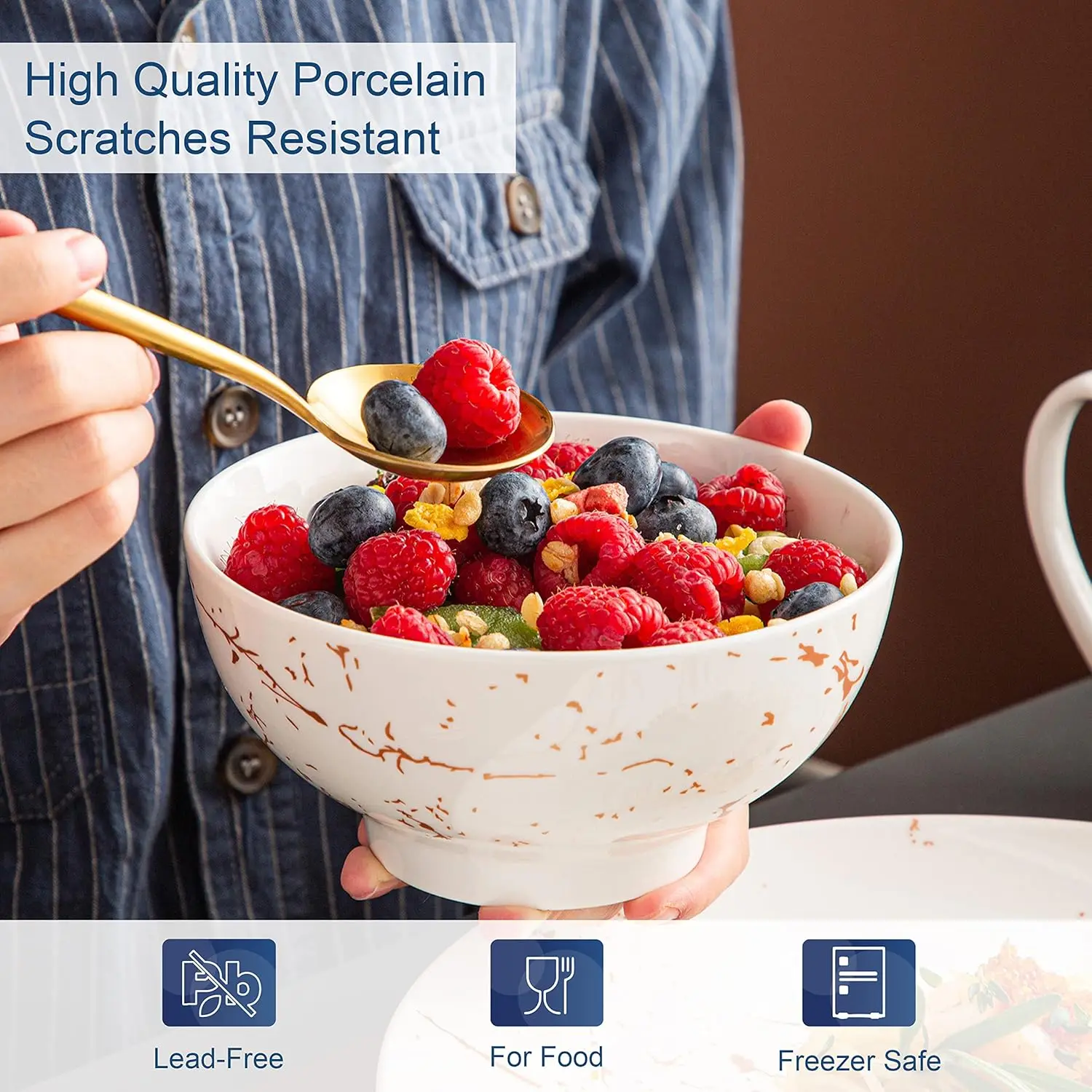 Set for 4- 16 Piece Porcelain Dish Set- Gold Splash Glaze- Porcelain Dinner Set with Mugs, - Image 6