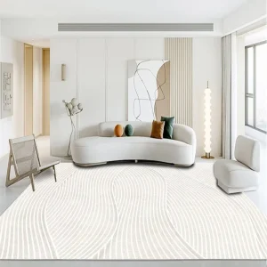 Large Living Room Carpet- Luxury Beige Bedroom Rug- Soft, Washable Rug- Many Styles and Sizes