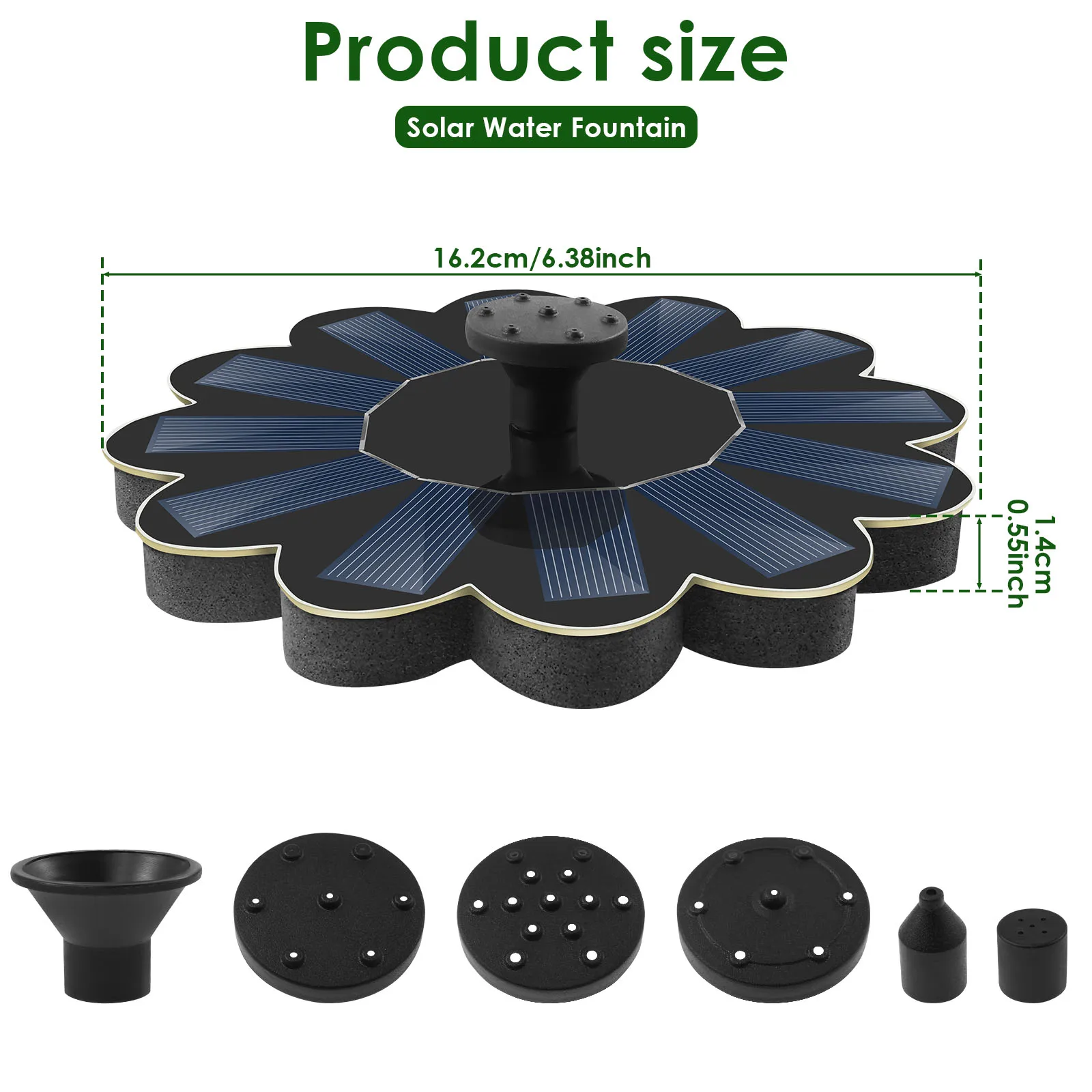 Solar Fountain Pump- Bird Bath Fountain- Floating Decor With 5 Nozzles- Solar Panel - Image 6