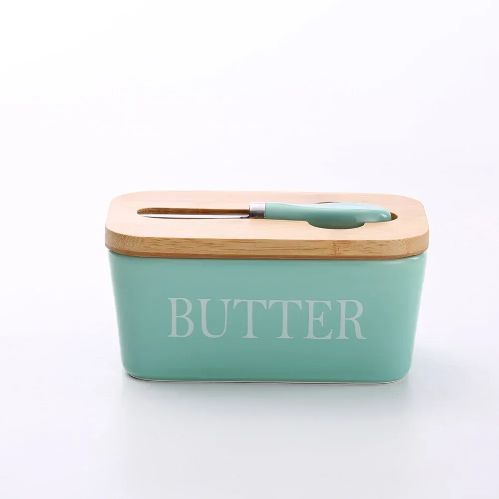 Butter Sealing Box- Ceramic Butter Plate with Lid and Knife - Image 8