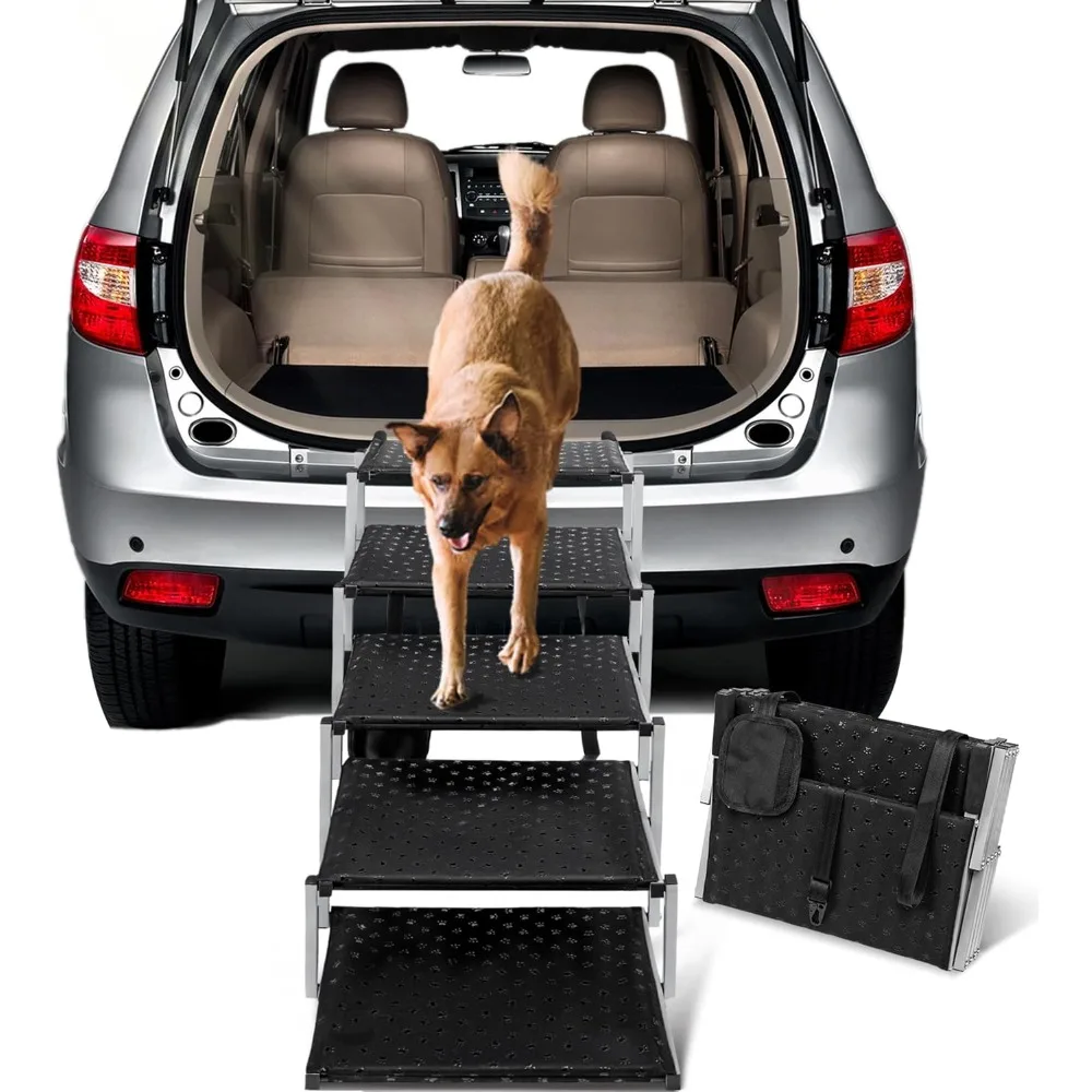 Dog Ramps for Large Dogs - Portable Dog Steps for Cars and SUV, Truck- Lightweight Non-Slip Dog Stairs- Supports Up to 200 Lbs