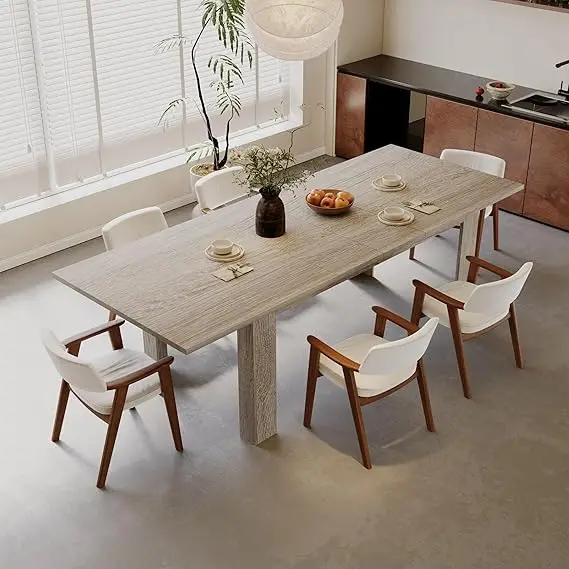 Expandable Dining Table for 6- 8 People, Rectangular Wooden Indoor Dinner Table- 2 Colors (Table Only) - Image 8