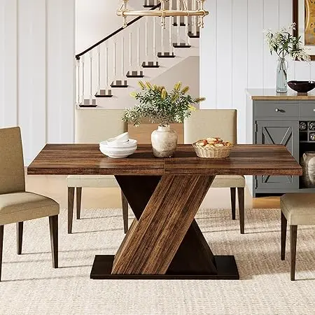 55-Inch Farmhouse Dining Table for 4- Rectangular Dining Room Table - Image 7