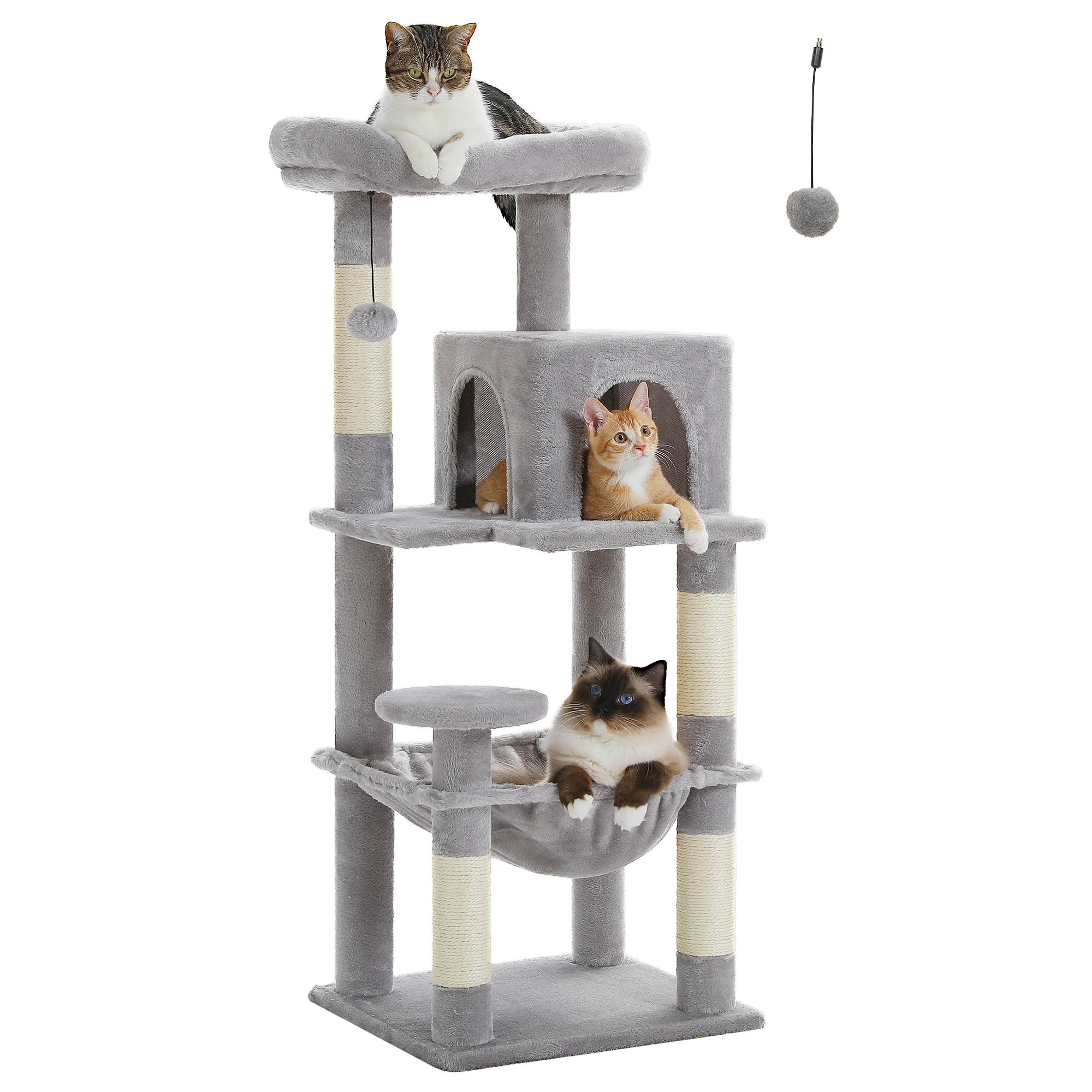 Cat Tree for Indoor Cats- 5-Level Cat Tower for Large Cats- Metal Frame- Large Hammock- Cat Condo with Big Top Perch - Image 8
