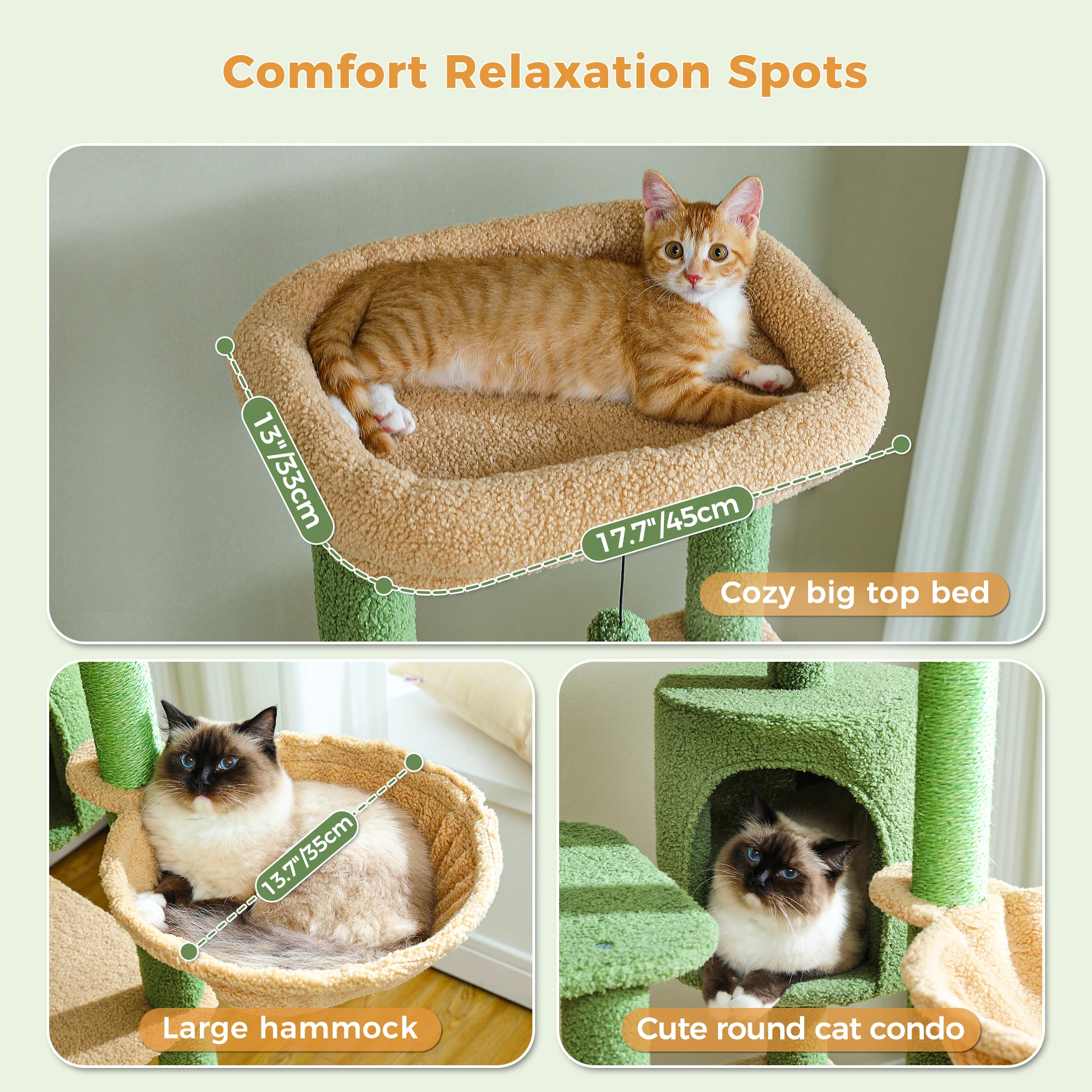 Multi-Level Cat Tower for Indoor Cats. Cat Condo with Large Hammock, Scratching Post, and Perches. - Image 4