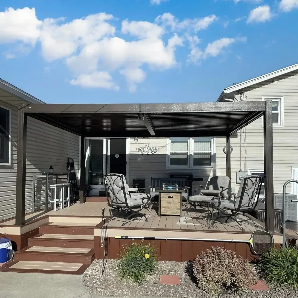 Louvered Pergola with Adjustable Steel Roof- Aluminum Frame- Rainproof Pergola- 3 Sizes Available - Image 2