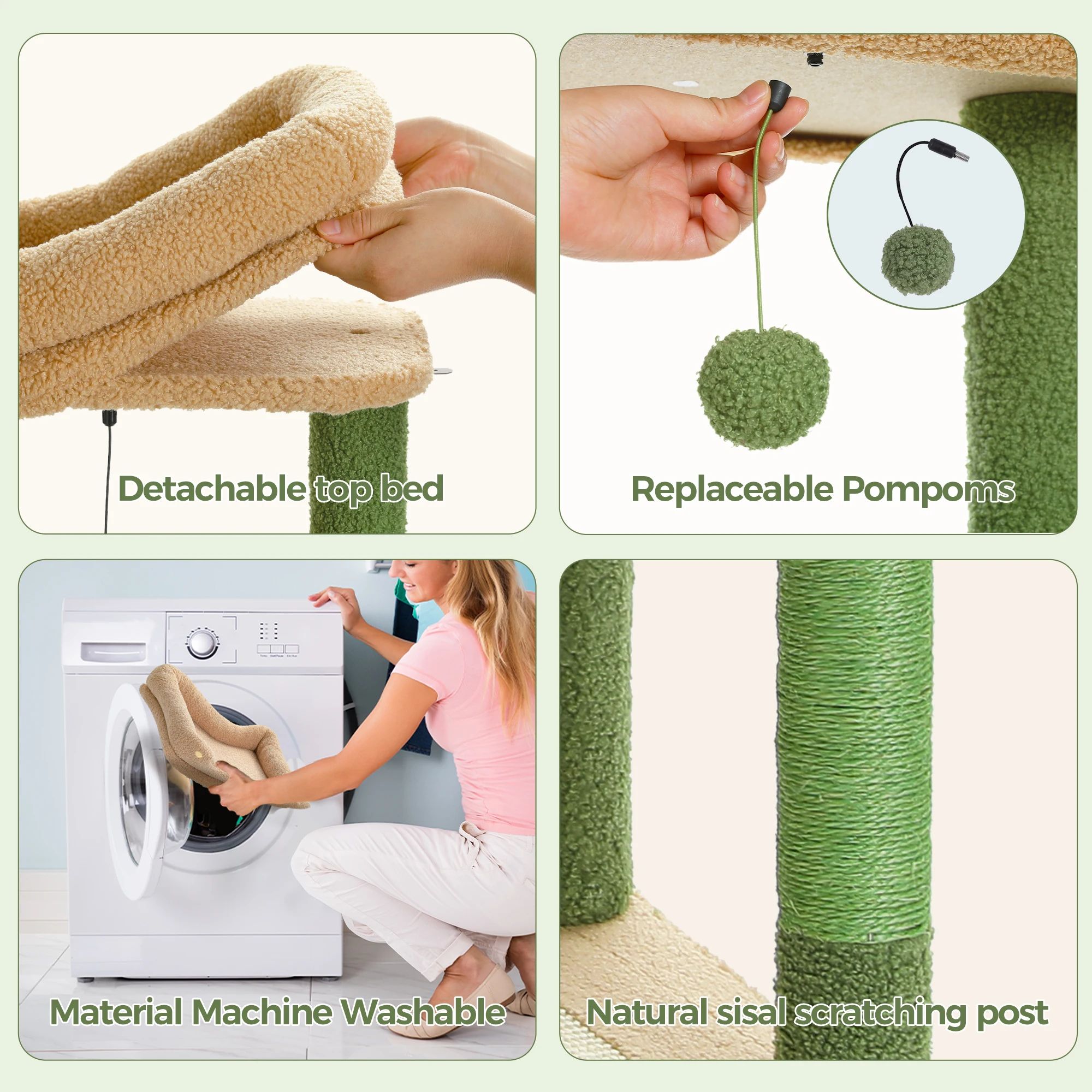 Multi-Level Cat Tower for Indoor Cats. Cat Condo with Large Hammock, Scratching Post, and Perches. - Image 5