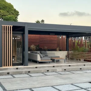 Retractable Aluminum Louvered Pergola- Motorized Electric Garden Pavilion- Many Sizes- Gray or White