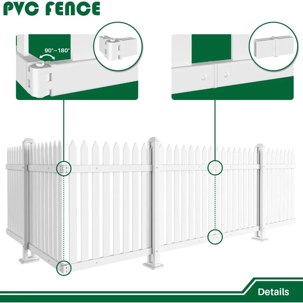 Vinyl Garden Fence- 6 Sets, 84" W X 30" H- White Picket Panels- PVC Fence for Outdoor- Patio-Pool- Dog Fence - Image 4