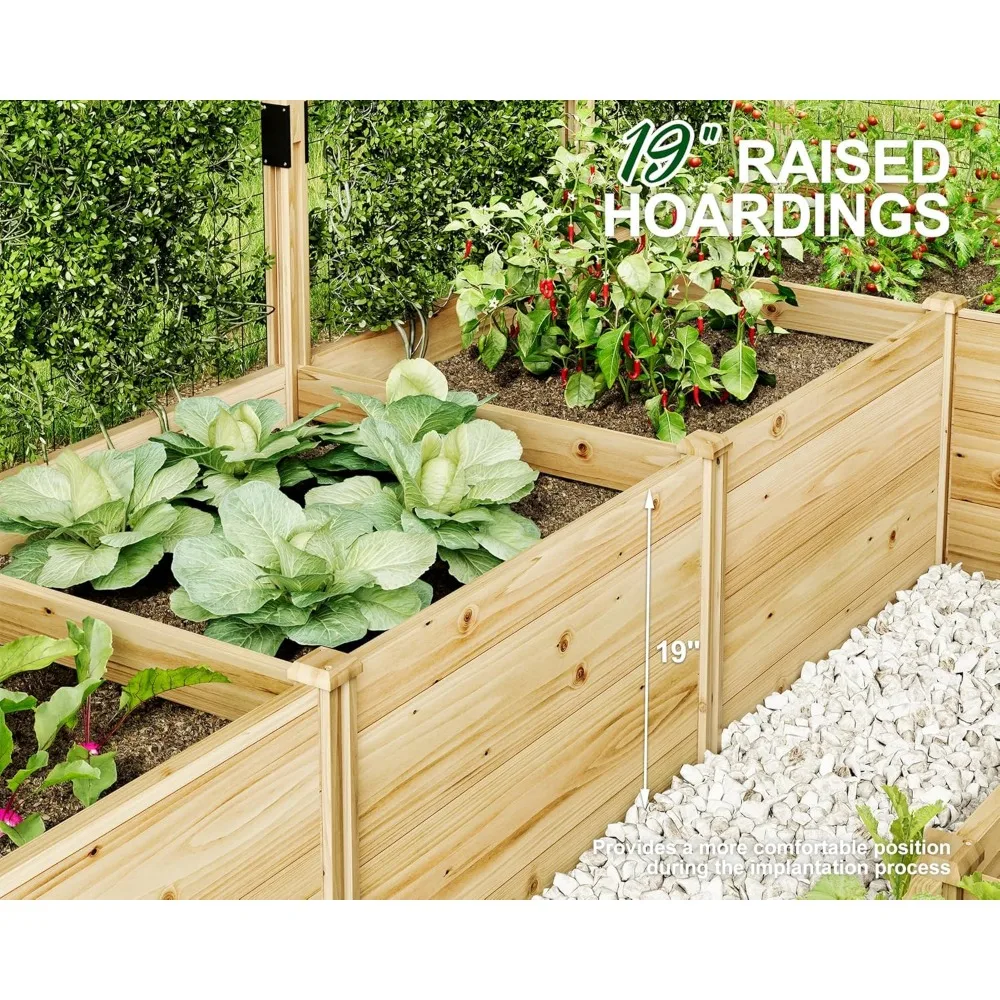 U-Shaped Raised Garden Bed with Deer Proof Fence- 7.5 W x 15 D x 6 H Feet- 19" Depth - Image 3