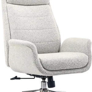 Pizana Bouclé Fabric High-Back Executive Office Chair- Light Sand/Brushed Nickel- BIFMA Compliant