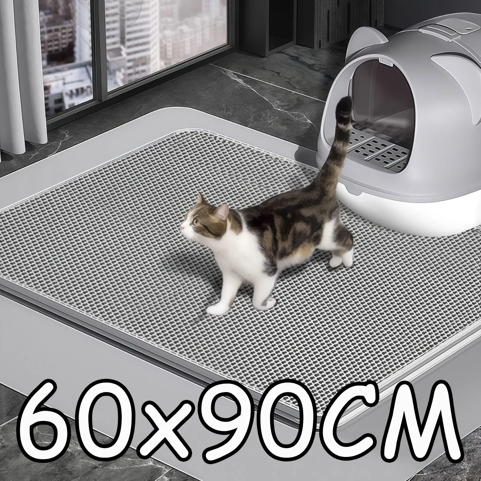 90 CM X 60 CM Cat Litter Mat- Waterproof- Double-Layer Cat Litter Box Mat- Non-slip- Washable