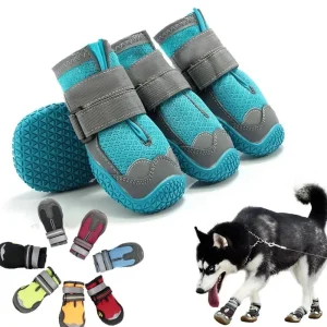 4Pcs/Set Dog Shoes for Large Dogs- Breathable- Outdoor Dog Shoes- Anti-Slip for Hiking- Rubber Sole