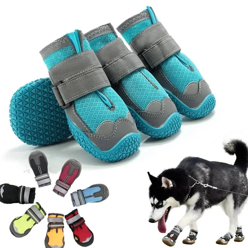 4Pcs/Set Dog Shoes for Large Dogs- Breathable- Outdoor Dog Shoes- Anti-Slip for Hiking- Rubber Sole