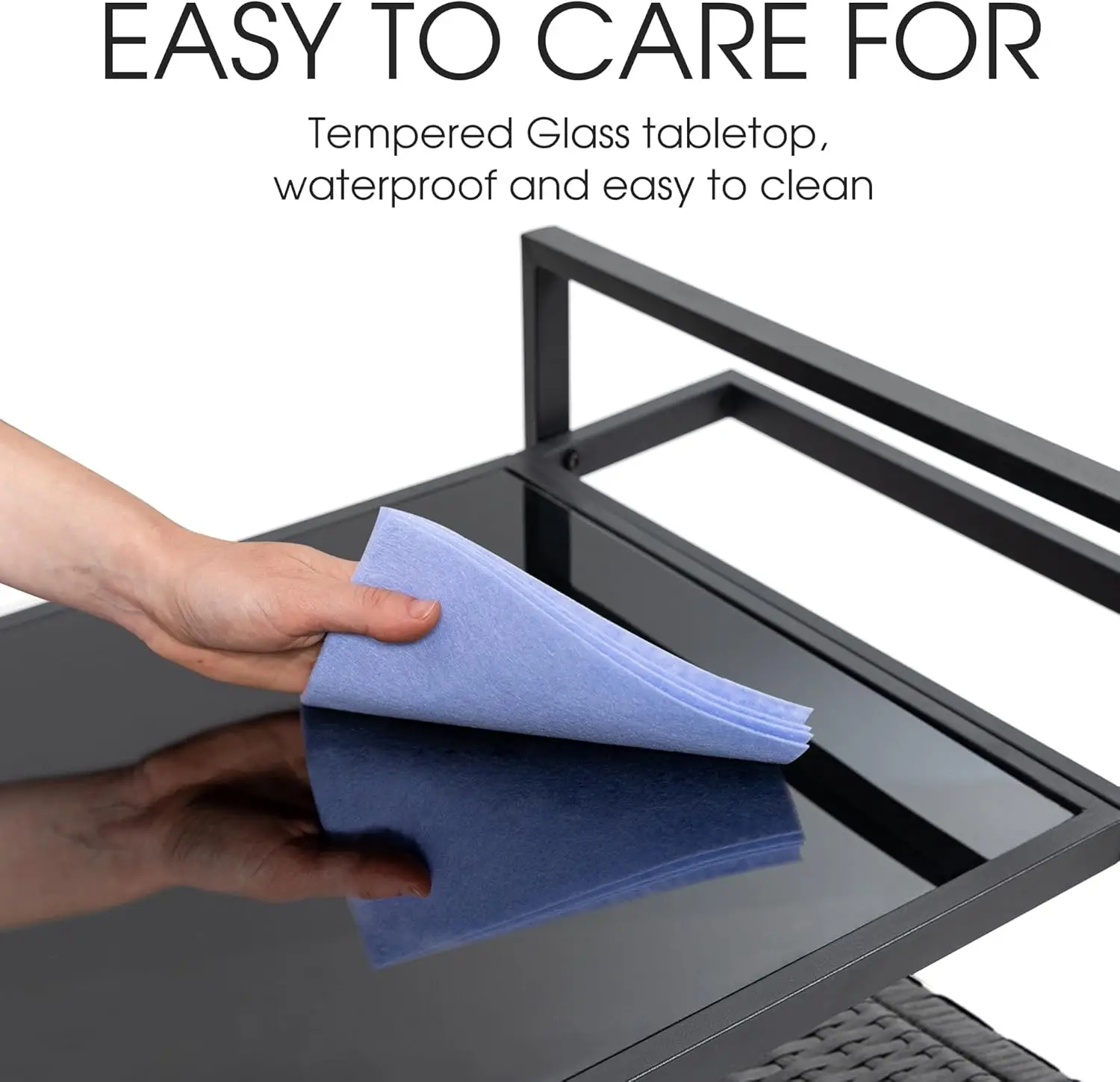 Outdoor Bar Cart Table - Patio Storage Cabinet- BBQ Grill Cart- Buffet with Wheels- Waterproof Wicker Serving Table - Image 4