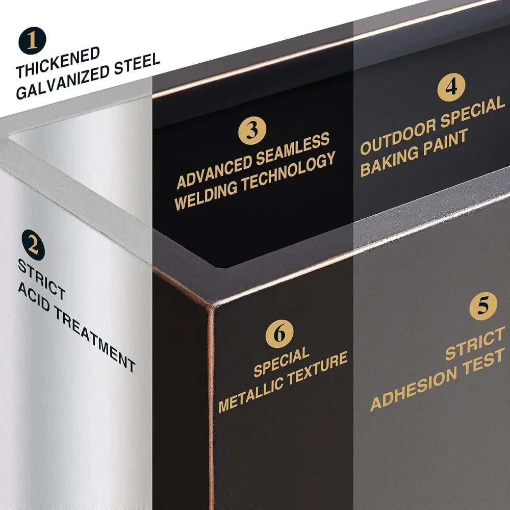 Metallic, Heavy, Long and Large Outdoor/Indoor Planter- Rectangular Trough Planter Box- 38” L x 15” W x 15” H- 40 Pounds - Image 4