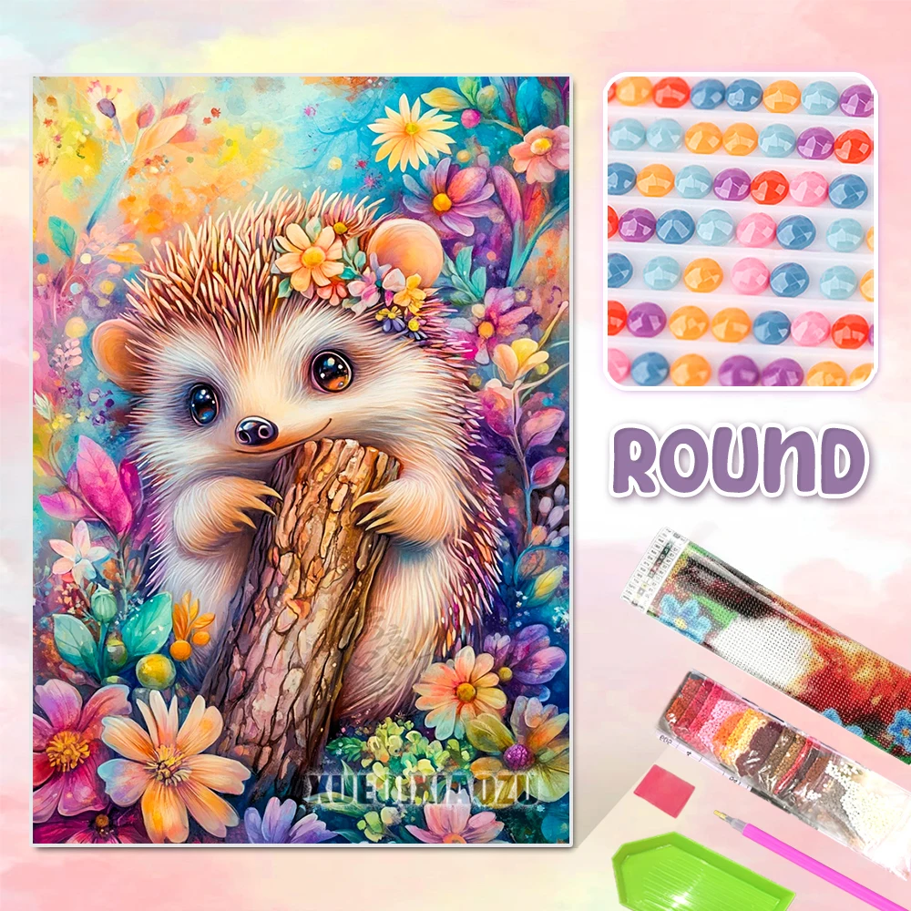 AB Diamond Painting Hedgehog in Flowers Kit (Frame Not Included) - Image 14