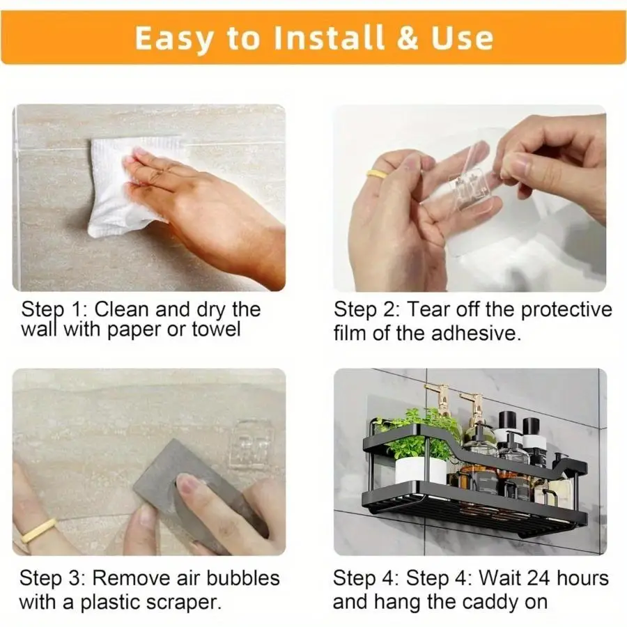 3/5 Pack Shower Organizer- Adhesive Shower Caddy with No Drilling- Rust-proof Stainless Steel - Image 5