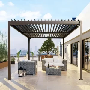 Louvered Pergola with Adjustable Steel Roof- Aluminum Frame- Rainproof Pergola- 3 Sizes Available