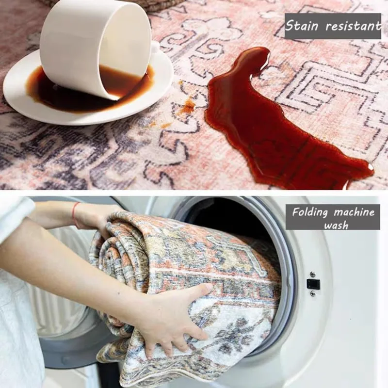 8'x10' Washable Indoor Area Rug- Brown, Vintage-Look, Traditional - Image 5