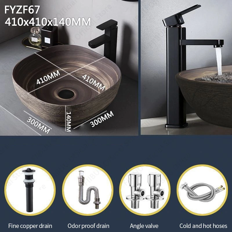 Brown Ceramic Sink- Above Counter Pedestal Washing Basin- Different Configurations and Sizes Available - Image 16