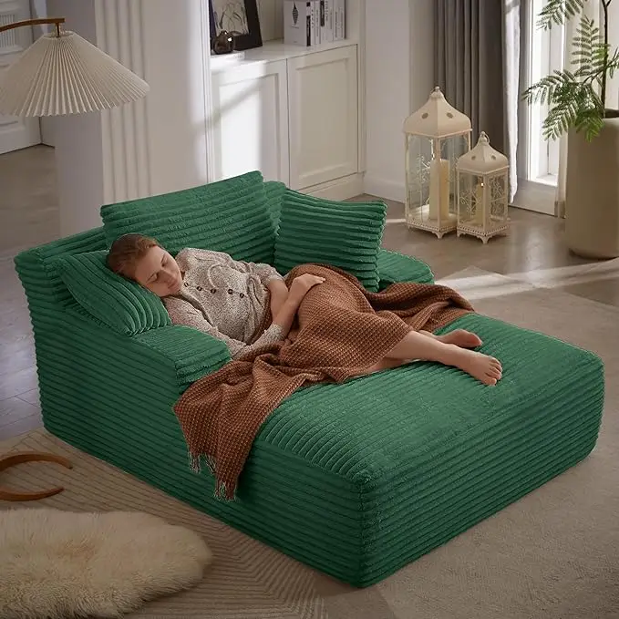 50" Oversized Chaise Lounge Indoor Sofa Chair- 3 Soft Pillows, Comfy Single Seat - Image 9