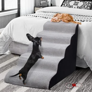 5-Step Dog Stairs for High Beds. 25 Inches High, Tall, Extra-Wide, Non-Slip Steps