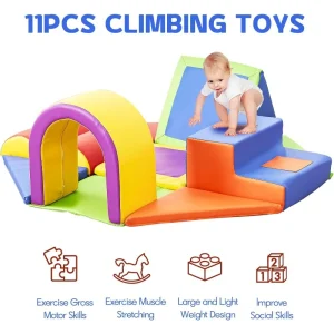 Climbing Toys for Toddlers- 11pcs Toddler Climbing Toys- Indoor Soft Play Foam Climbing Blocks