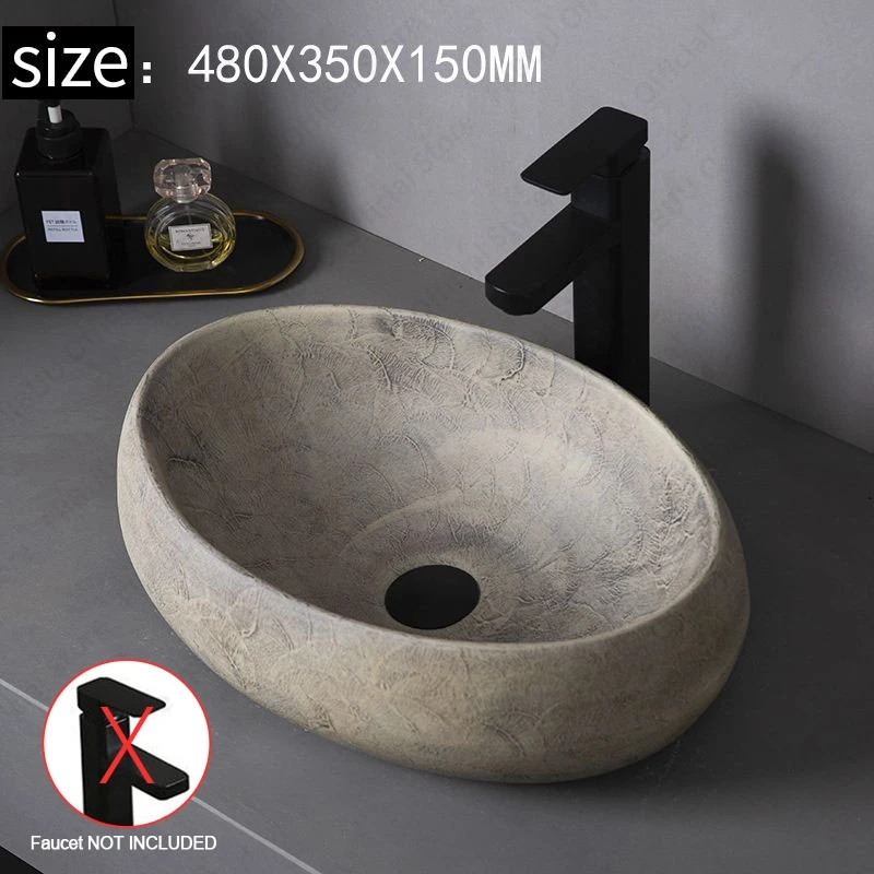 Ceramic Table Sink- Oval Above Counter Basin- Faucets Available- Many Shapes Available - Image 24