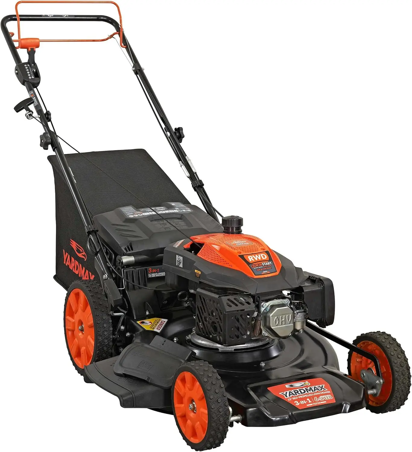 22-in. Self-Propelled Lawn Mower- 201cc- PACE 6 Speed- CVT High Wheel- RWD 3-in-1 Gas