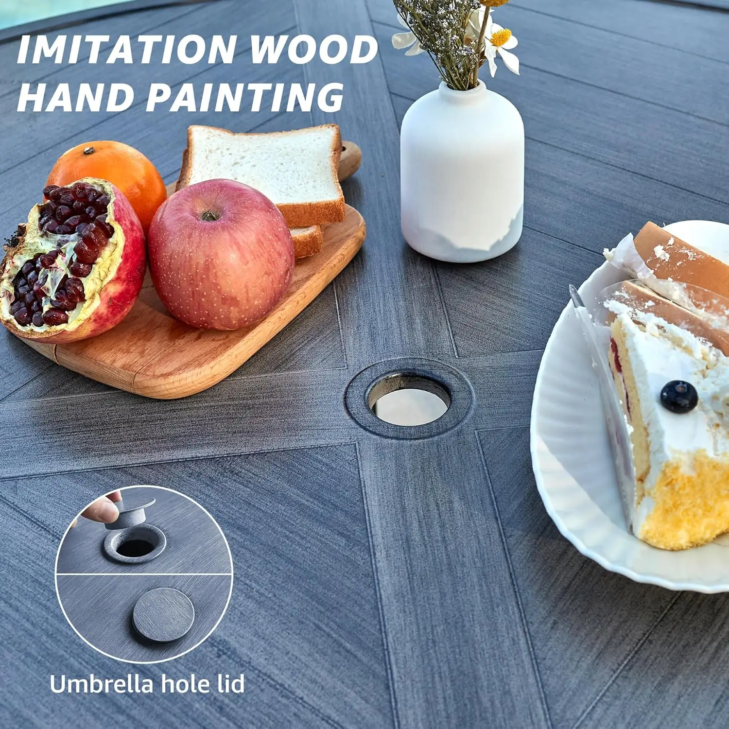 5-Piece Patio Dining Set- 4 Swivel Rocking Chairs and 38’’ Round Dining Table with 1.65’’ Umbrella Hole - Image 6