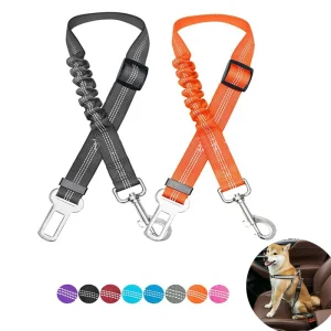Adjustable Dog Car Seat Belt- Harness for Dogs- Nylon Reflective- Cushioning Elasticity- Car Travel Dog Accessories- 8 Colors
