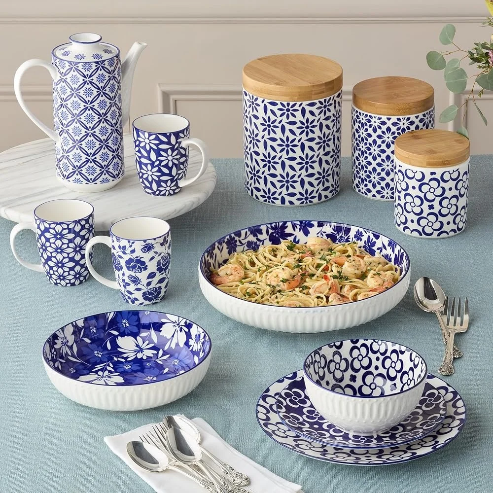 Set of 6 Porcelain Plates- 6 Inch Blue and White- Microwave and Dishwasher Safe - Image 6