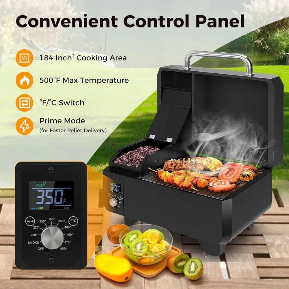 Pellet Grill and Smoker - Portable Tabletop Wood Pellet Smoker-Temperature Control-Removable Ash Pan- Grease Tray - Image 4