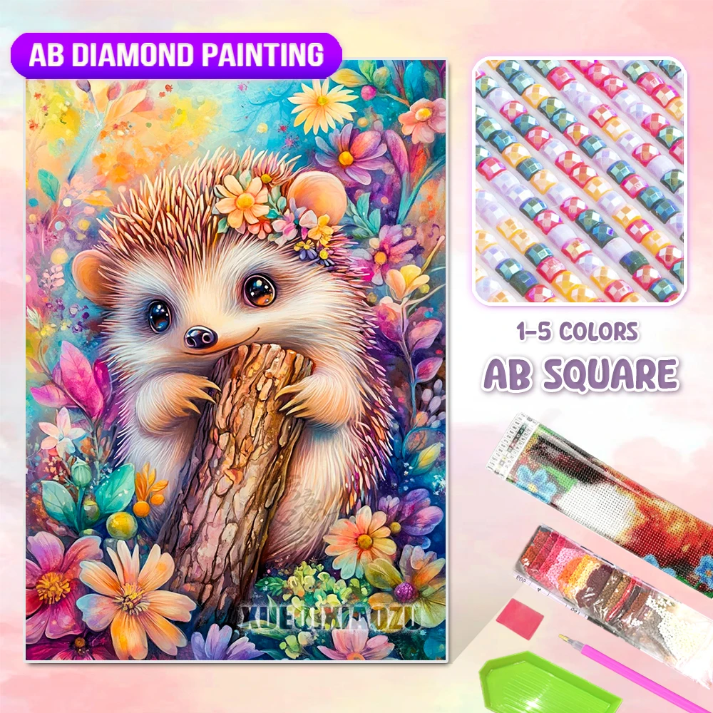 AB Diamond Painting Hedgehog in Flowers Kit (Frame Not Included) - Image 8