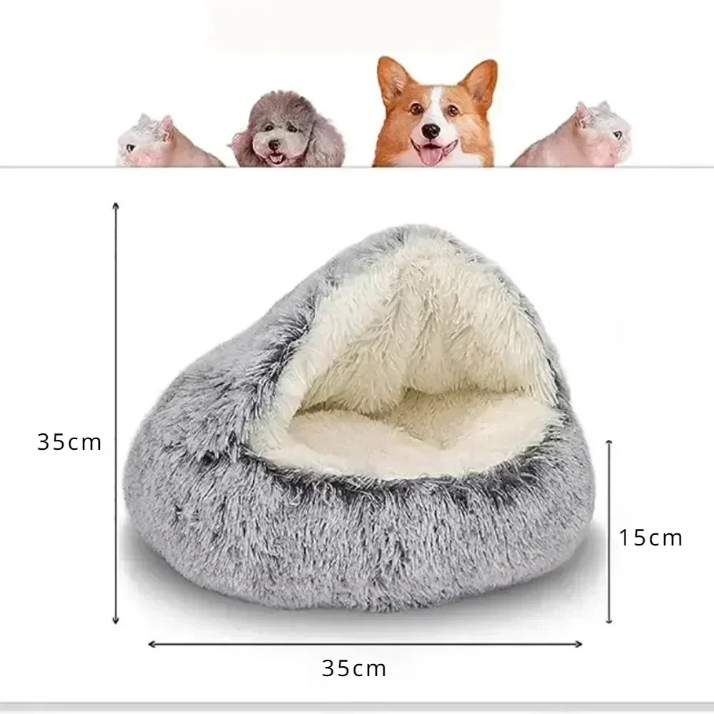 Semi-Enclosed Cat Bed- Simple Comfort- Warm Puppy/Kitten Sleeping Nest - Image 6