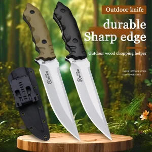 Wilderness, Survival, Straight Knife with K-sheath- High-Hardness Stainless Steel- Full-Tang