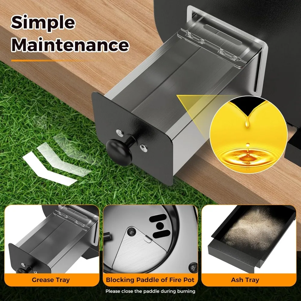 Pellet Grill and Smoker - Portable Tabletop Wood Pellet Smoker-Temperature Control-Removable Ash Pan- Grease Tray - Image 6