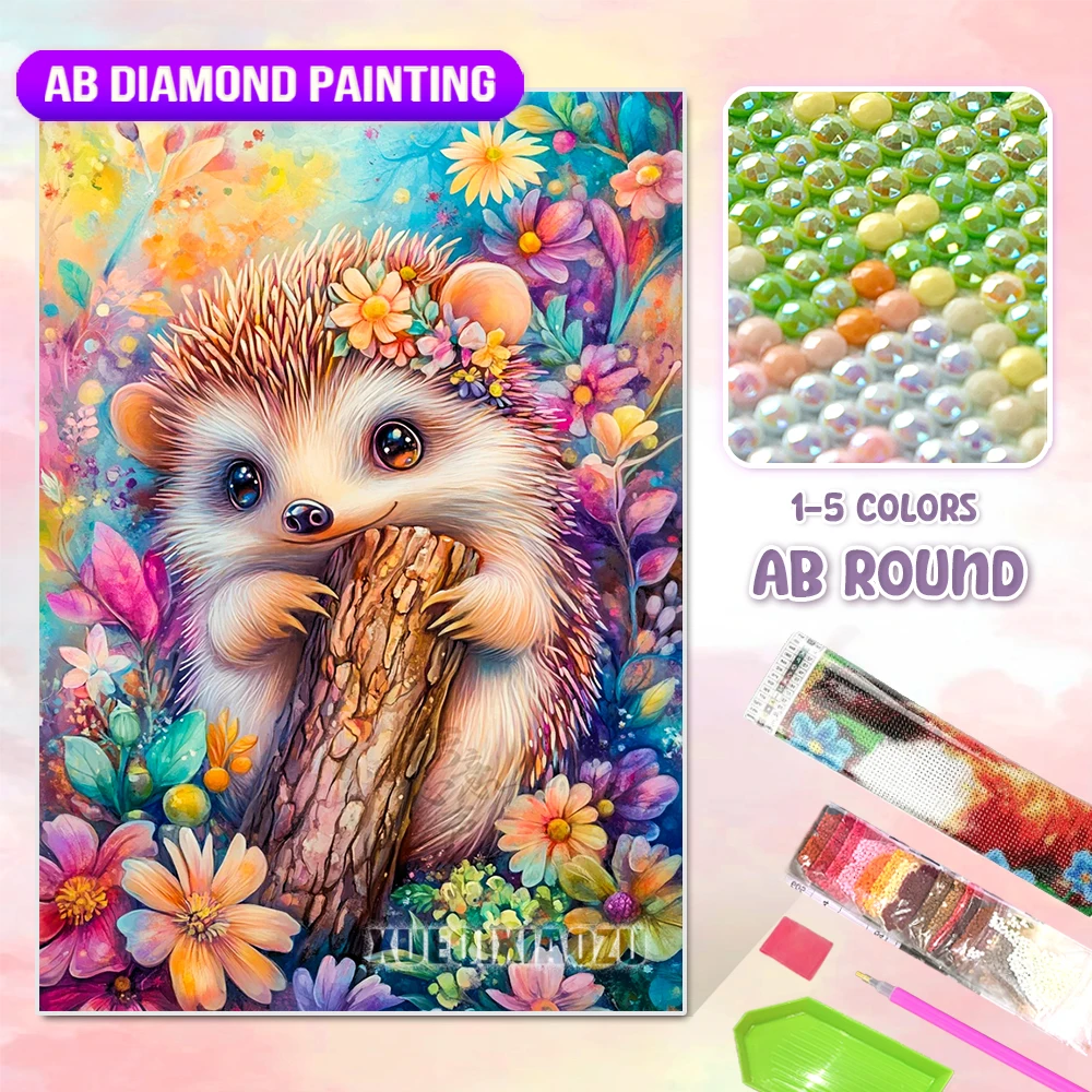 AB Diamond Painting Hedgehog in Flowers Kit (Frame Not Included) - Image 7