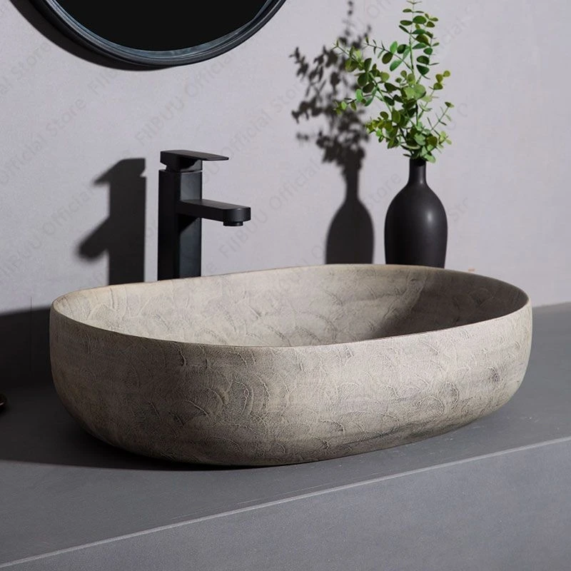 Ceramic Table Sink- Oval Above Counter Basin- Faucets Available- Many Shapes Available - Image 2