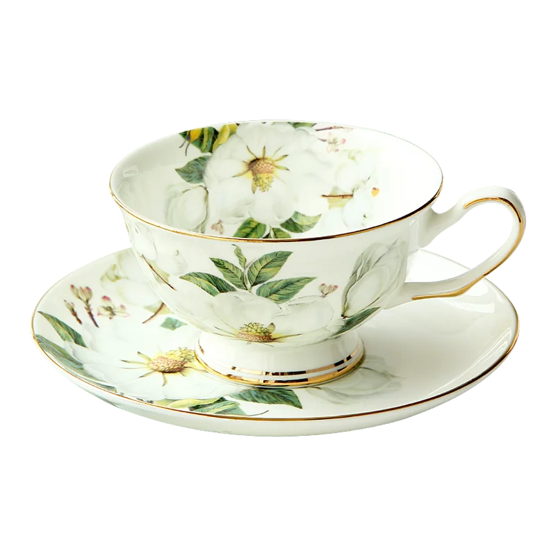 Fine Bone China Tea Cup Set- Camellia Design - Image 6