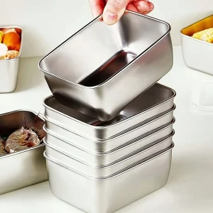 6-Piece Stainless Steel Food Storage Container Set With Lids - Leak Proof, Stackable & Reusable