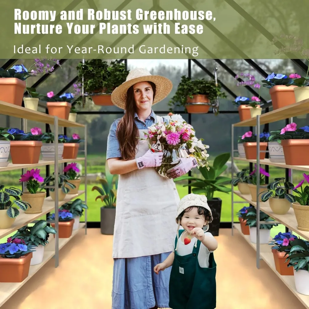 6 x 4 FT Polycarbonate Greenhouse- Roof Air Vent- Heavy Duty Walk-in - Image 4