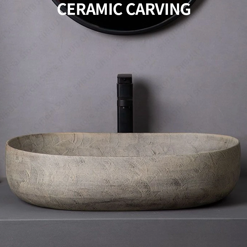 Ceramic Table Sink- Oval Above Counter Basin- Faucets Available- Many Shapes Available - Image 3