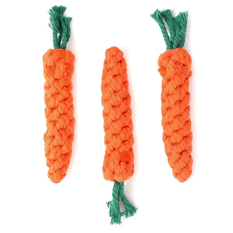 Dog Chew Toy- Cartoon Carrot Shape- Cotton Rope Bite-proof- Pet Teeth Cleaning Toys - Image 4