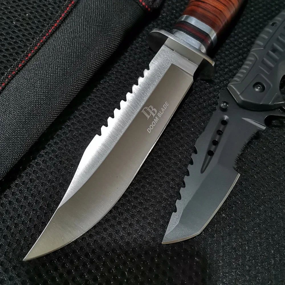 Combo Set: 10.43" Fixed Blade & 8.39" Folding Knife - For Outdoor Camping, Hunting and Survival - Image 2